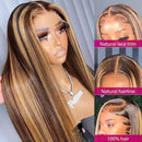 (Super Deal)210% Density Honey Blonde Piano Highlights Hd Transparent Lace Human Hair Wigs Free Part 13x4/5x5 Body Wave Wig