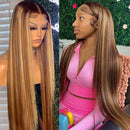 (Super Deal)210% Density Honey Blonde Piano Highlights Hd Transparent Lace Human Hair Wigs Free Part 13x4/5x5 Body Wave Wig