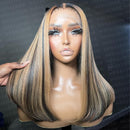 (Super Sale)Megalook New Arrival Balayage Highlight Colored Bob Wigs Wear & Go Glueless 5x5 HD Lace Human Hair Wigs