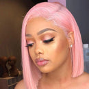 USA 2 Day Express Shipping Buy One Get One Free 4x4 Lace Closure Pink Bob Straight Hair Plus Natural Color Bob Wigs With Bangs