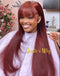 Jessies Wig Reddish Brown Straight Wig With Bangs Layer Cut Glueless Human Hair Lace Front Wig