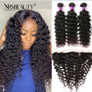 Xrs Beauty Hair Deep Wave Virgin Hair 3 Bundles with13x4 Lace Frontal [FW07]