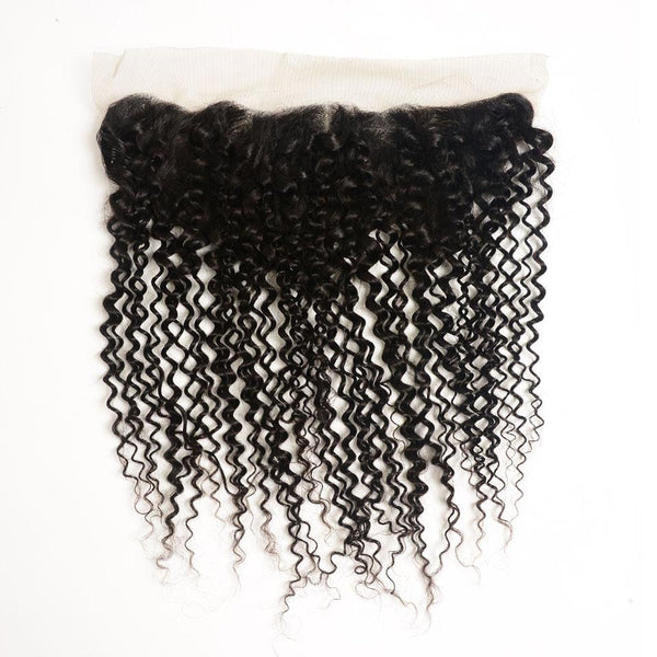 Ali Grace Brazilian Kinky Curly Lace Frontal 13x4 Lace Frontal Closure Medium Brown Swiss Lace Closure 130% Density No Shedding