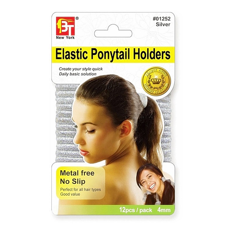 Beauty Town Elastic Ponytail Holder 4mm - Sliver -