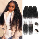 Ali Grace Kinky Curly Hair Bundles 3 Pcs With 4x4 Lace Closure