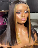 Jessies Wig 4x4/5X5 HD Lace Closure Wig Honey Blonde Highlight With Black Human Hair Bob Cut