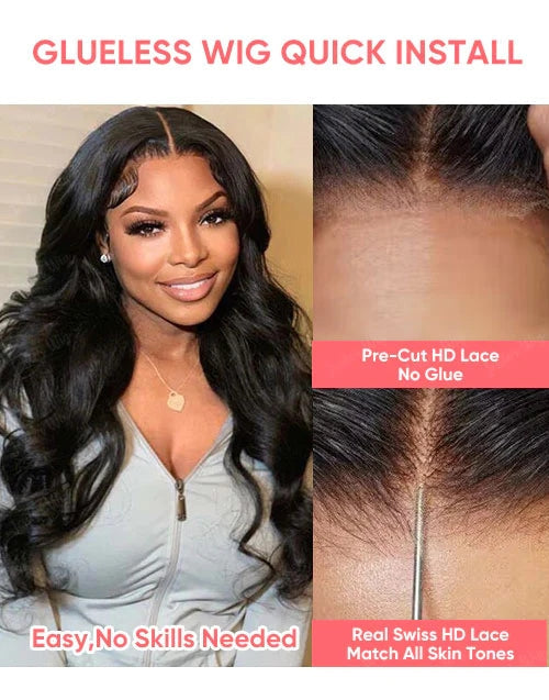 Jessies Wig Pre Cut Lace Body Wave 5x6 HD Lace Wig Preplucked Human Hair Glueless Wig