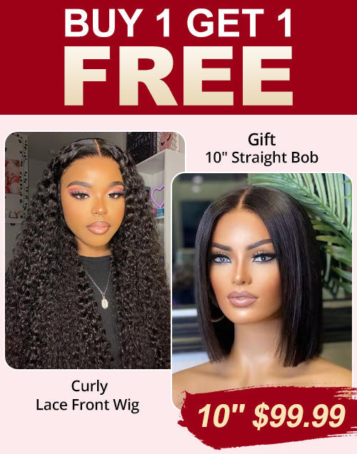 Jessies Wig BUY 1 GET 1 FREE Buy 18" Glueless Cyrstal HD Lace Curly 13x4 Lace Front Human Hair Wigs