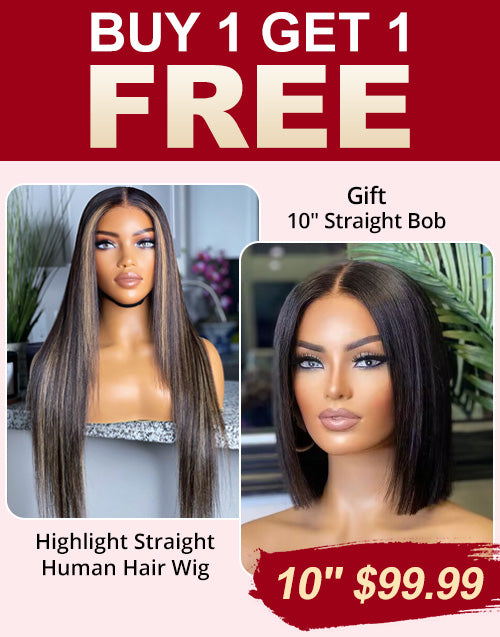 Jessies Wig BUY 1 GET 1 FREE  Buy 18" Glueless Highlight Straight 4x4 Lace Closure Wig