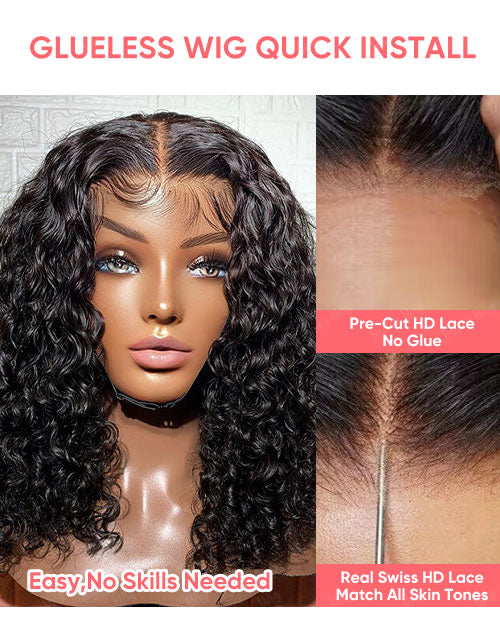 Jessies Wig Pre Cut Lace 5x6 Lace Closure Wig Glueless Crystal Lace Curly Human Hair Wig