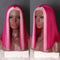 tiktok New Pop Highlight 613 Honey Blonde Pink Colored Straight Bob 5X5 HD Lace Blunt Cut Bob