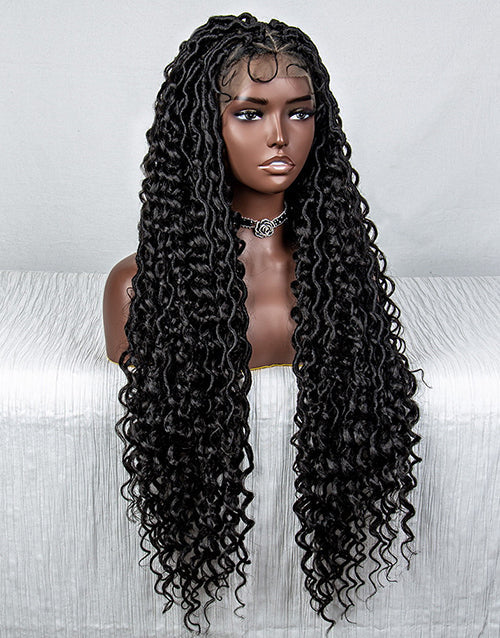 Jessies Wig Full Lace Locs Braided Wigs Handmade Knotless Braids Over Hip-Length