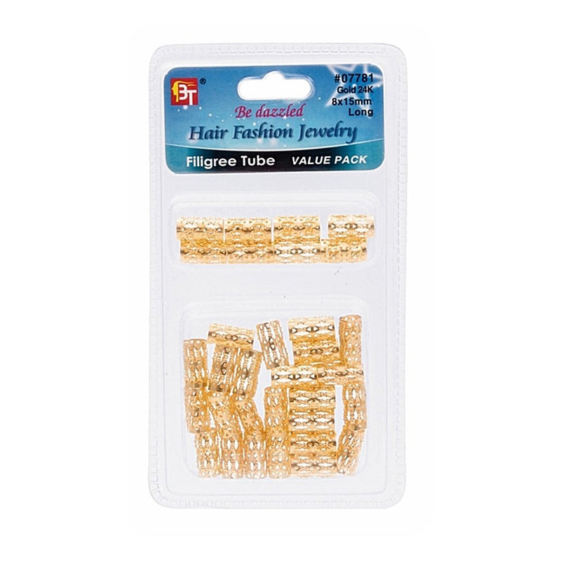 Beauty Town Hair Fashion Jewelry Filigree Tube Value Pack - Gold