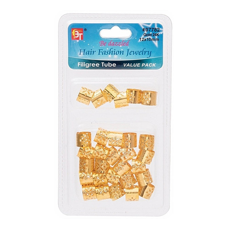 Beauty Town Hair Fashion Jewelry Filigree Tube Value Pack - Gold