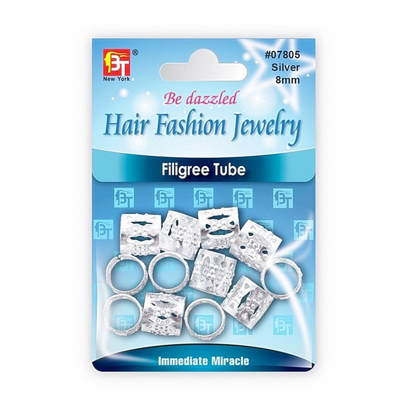 Be Dazzled Hair Fashion Jewelry Filigree Tube - Silver