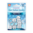 Be Dazzled Hair Fashion Jewelry Filigree Tube - Silver