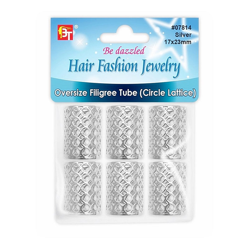 Be Dazzled Hair Fashion Jewelry Filigree Tube - Silver