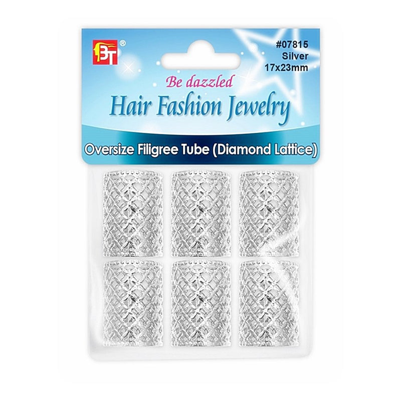 Be Dazzled Hair Fashion Jewelry Filigree Tube - Silver