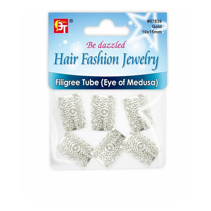 Be Dazzled Hair Fashion Jewelry Filigree Tube - Silver