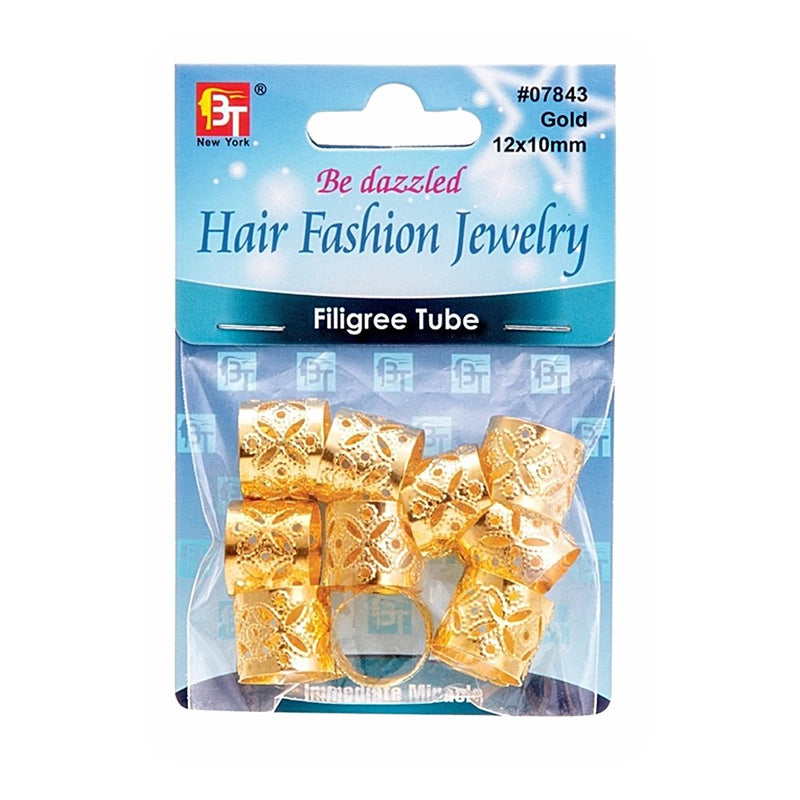 Be Dazzled Hair Fashion Jewelry Filigree Tube - Gold