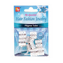 Be Dazzled Hair Fashion Jewelry Filigree Tube - Silver