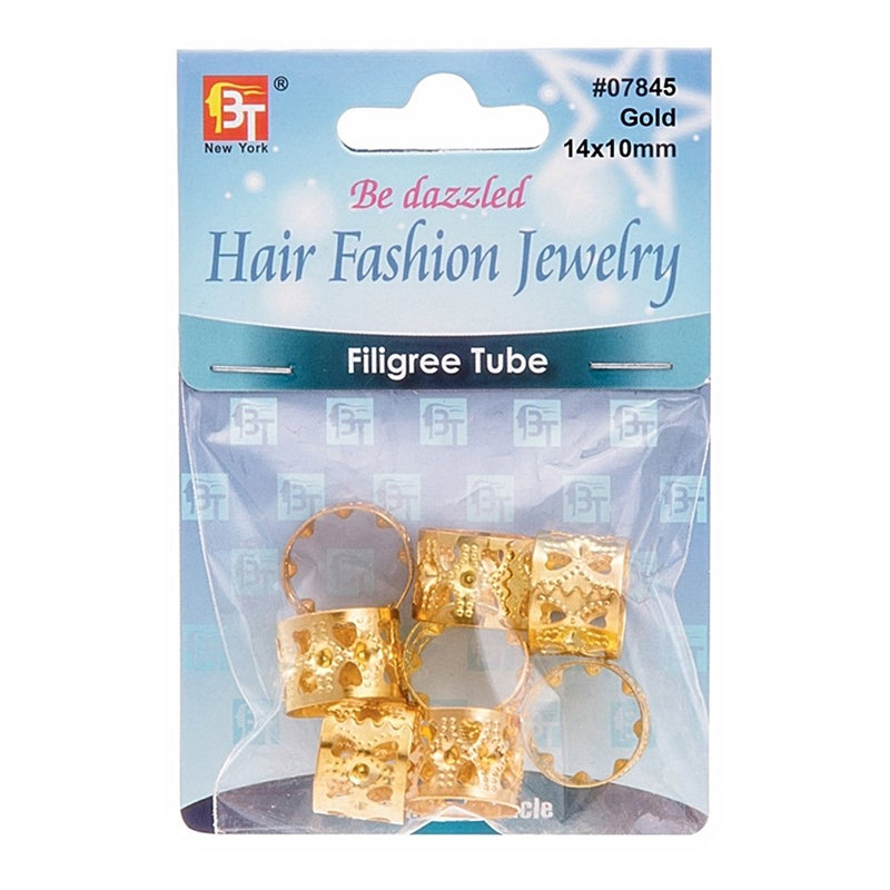 Be Dazzled Hair Fashion Jewelry Filigree Tube - Gold