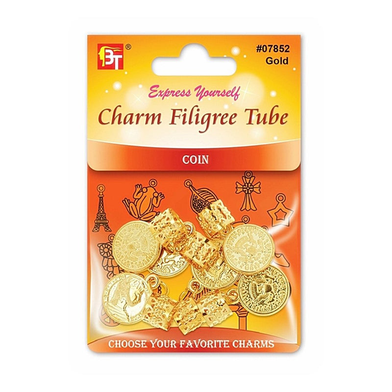 Beauty Town Gold Charm Filigree Tube