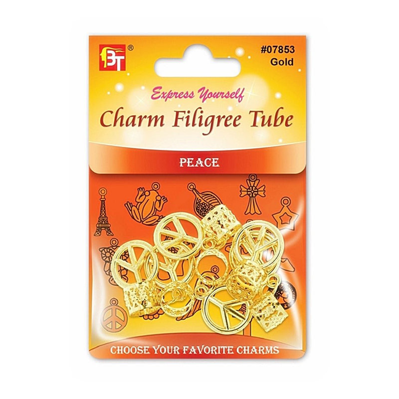 Beauty Town Gold Charm Filigree Tube