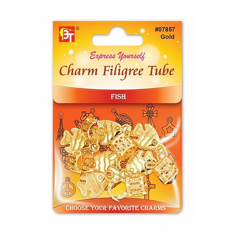 Beauty Town Gold Charm Filigree Tube