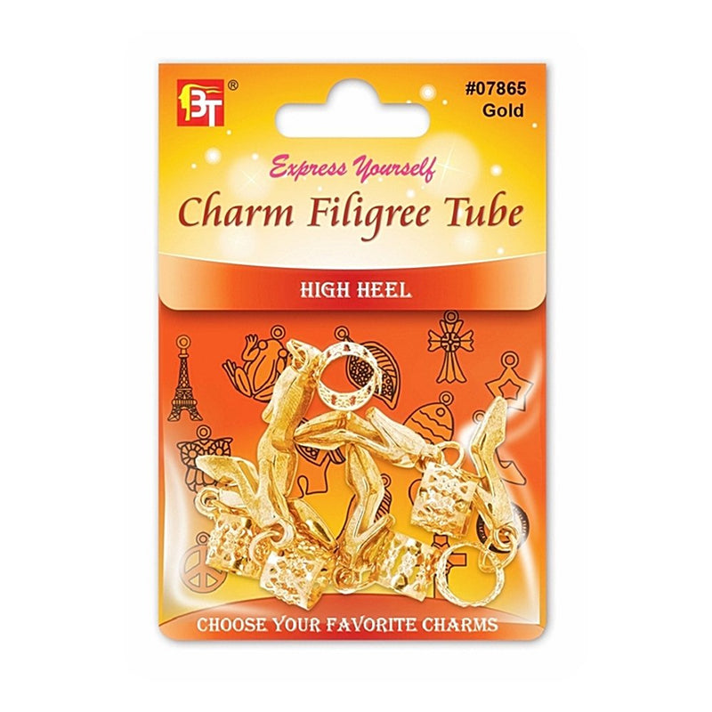 Beauty Town Gold Charm Filigree Tube