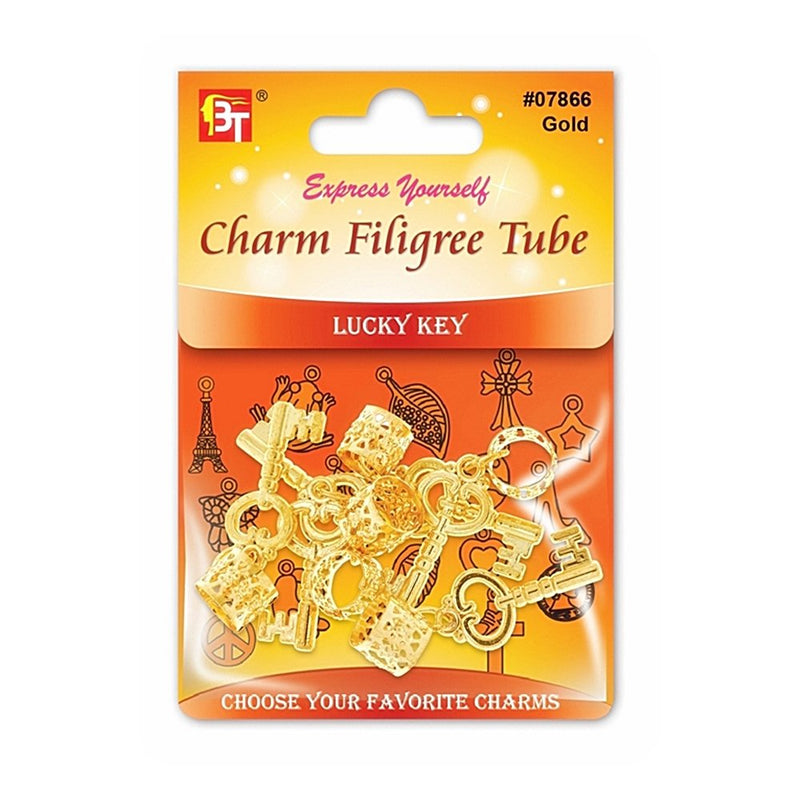 Beauty Town Gold Charm Filigree Tube