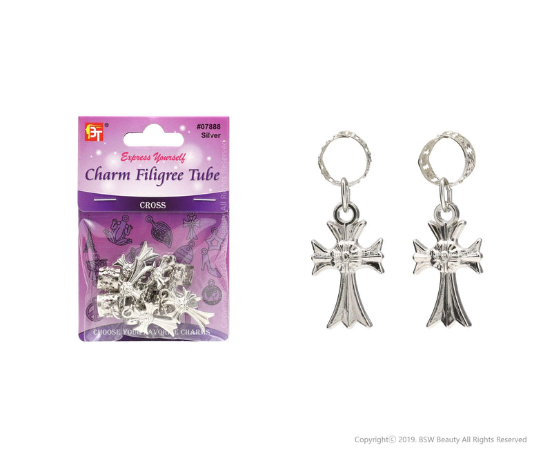 Beauty Town Sliver Charm Filigree Tube