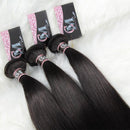 CurlyMe Straight Virgin Human Hair 3 Bundles With 13x4 Frontal Natural Black