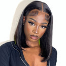 TIKTOK USA New Blunt Cut Bob Peekaboo Green Colored Transparent 4x4 13X4 Lace Frontal Human Hair Bob Wigs