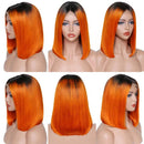 Dola Hair 1B Orange Bob Popular Color Straight Lace Closure Wig