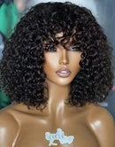 Jessies Wig Full Curly Bob True Scalp Wig With Bangs Glueless Human Hair Wig