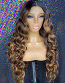 Jessies Wig Ombre Honey Blonde Loose Deep Wave 4x4 Lace Closure Wig Fake Scalp Glueless Human Hair Wigs