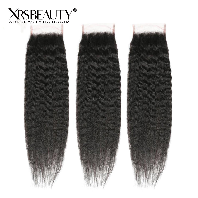 Xrs Beauty Hair 5x5 HD Lace Closure Kinky Straight With 3 Bundles [CW03]