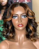 Jessies Wig Highlight FB30 Color Wavy Short 13x4 Lace Front Bob Wig Glueless 4x4 Lace Bob Human Hair Wig