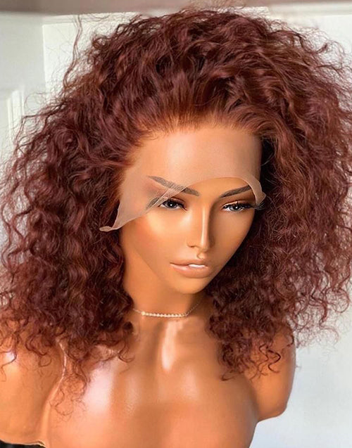 Jessies Wig Reddish Brown Curly Short 13x4 Lace Front Bob Wig 4x4 Lace Bob Human Hair Wig