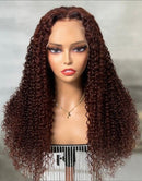 Jessies Wig Reddish Brown Kinky Curly 13x4 Lace Front Wig Glueless 4x4 Lace Human Hair Wig