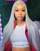 Jessies Wig Grey Straight Human Hair Wigs Silver Grey Glueless Lace Front Colored Wigs