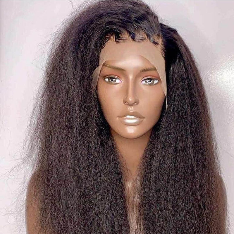 Dola Hair Kinky Straight 360 Lace Front Wig Perfect For Ponytail Look Knots Bleached