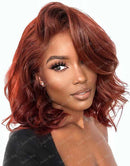 Jessies Wig Reddish Brown Wavy Short 13x4 Bob Lace Front Wig Glueless 4x4 Lace Closure Human Hair Wig