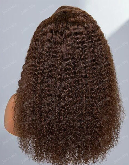 Jessies Wig Upgraded Chocolate Brown Color Kinky Curly Hair Glueless 13x4 HD Lace Frontal Human Hair Wig