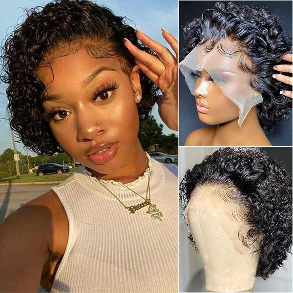 Ali Grace 13X1 Lace Pixie Cut Short Bob Curly Wigs