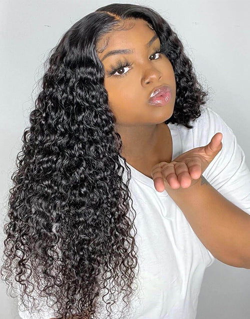 Jessies Wig Flash Sale $159.99 22" Water Wave 4x4 Lace Closure Human Hair Wigs Preplucked HD Lace