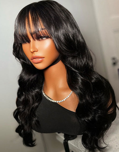 Jessies Wig Flash Deal $229.99 28"Body Wave Wig With Bangs Glueless Human Hair Wig