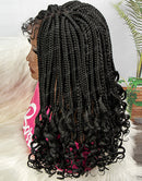 Jessies Wig T1B/27 4x4 Lace Braided Wig T1B/30 Box Braided Micro Braids With Curly Ends