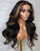 Jessies Wig Balayage Honey Color Body Wave 4x4 Lace Wig Glueless Lace Front Human Hair Wigs